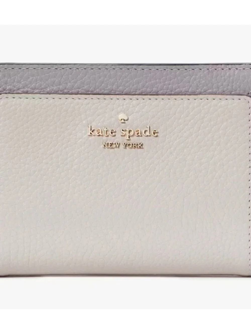 S Kate Spade Lena Medium Bifold Wallet Gray Pebbled Leather KI834 NWT $199